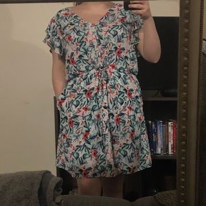 Maison Jules White Floral Print Dress